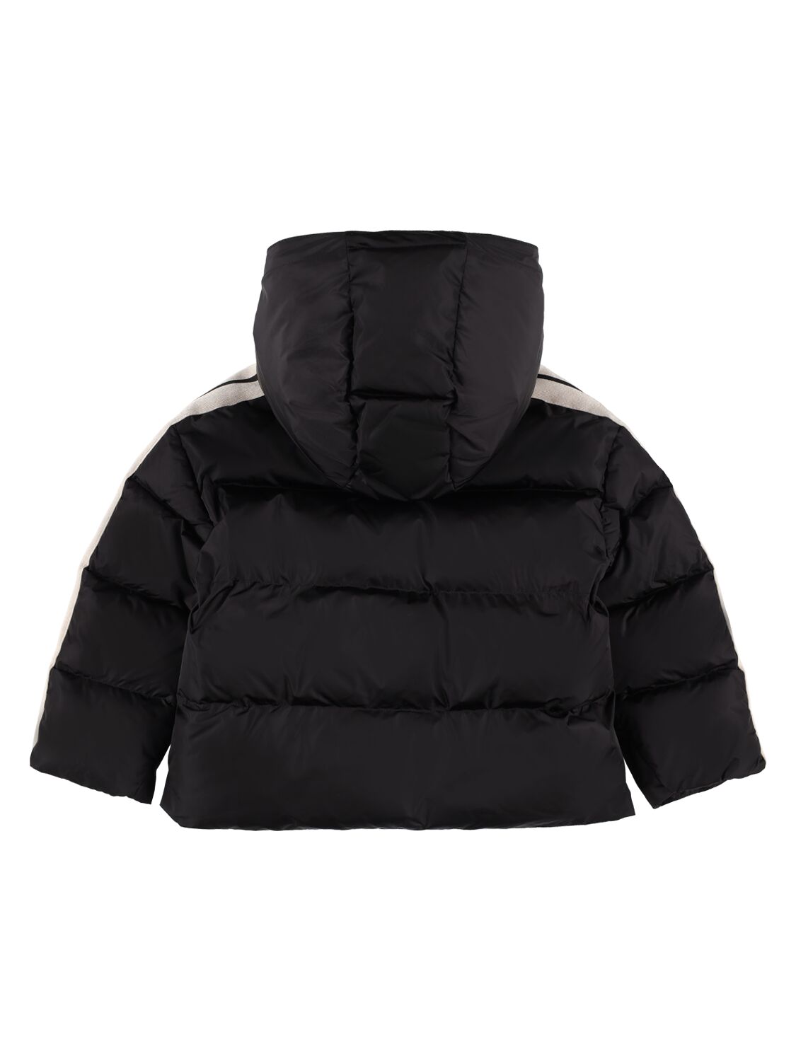 Shop Palm Angels Logo Hooded Nylon Puffer Jacket In Black,white