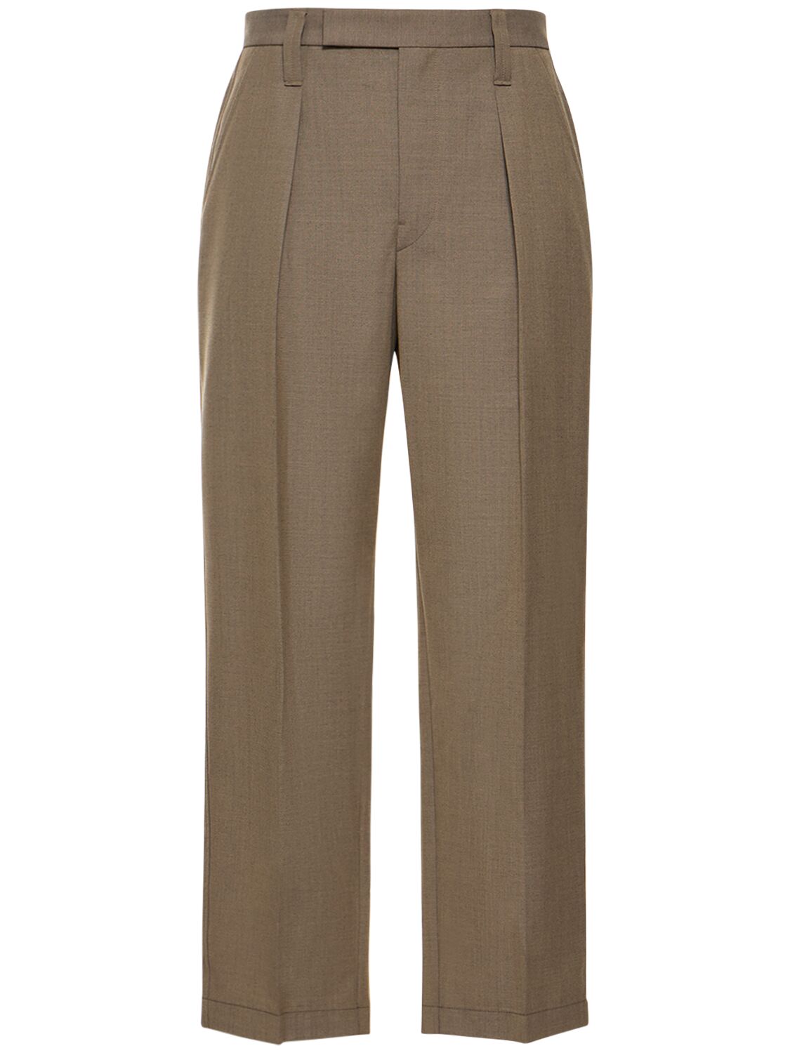 Lemaire Pleated Wool Blend Pants In Khaki