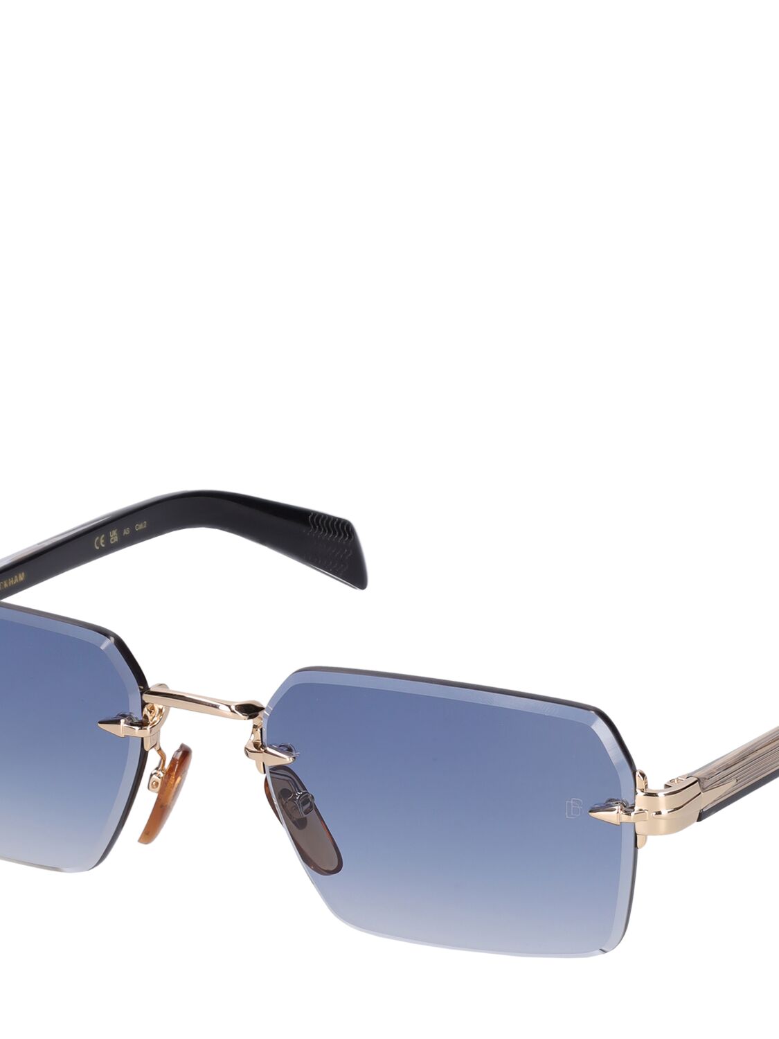 Shop Db Eyewear By David Beckham Db Squared Metal Sunglasses In Gold,blue