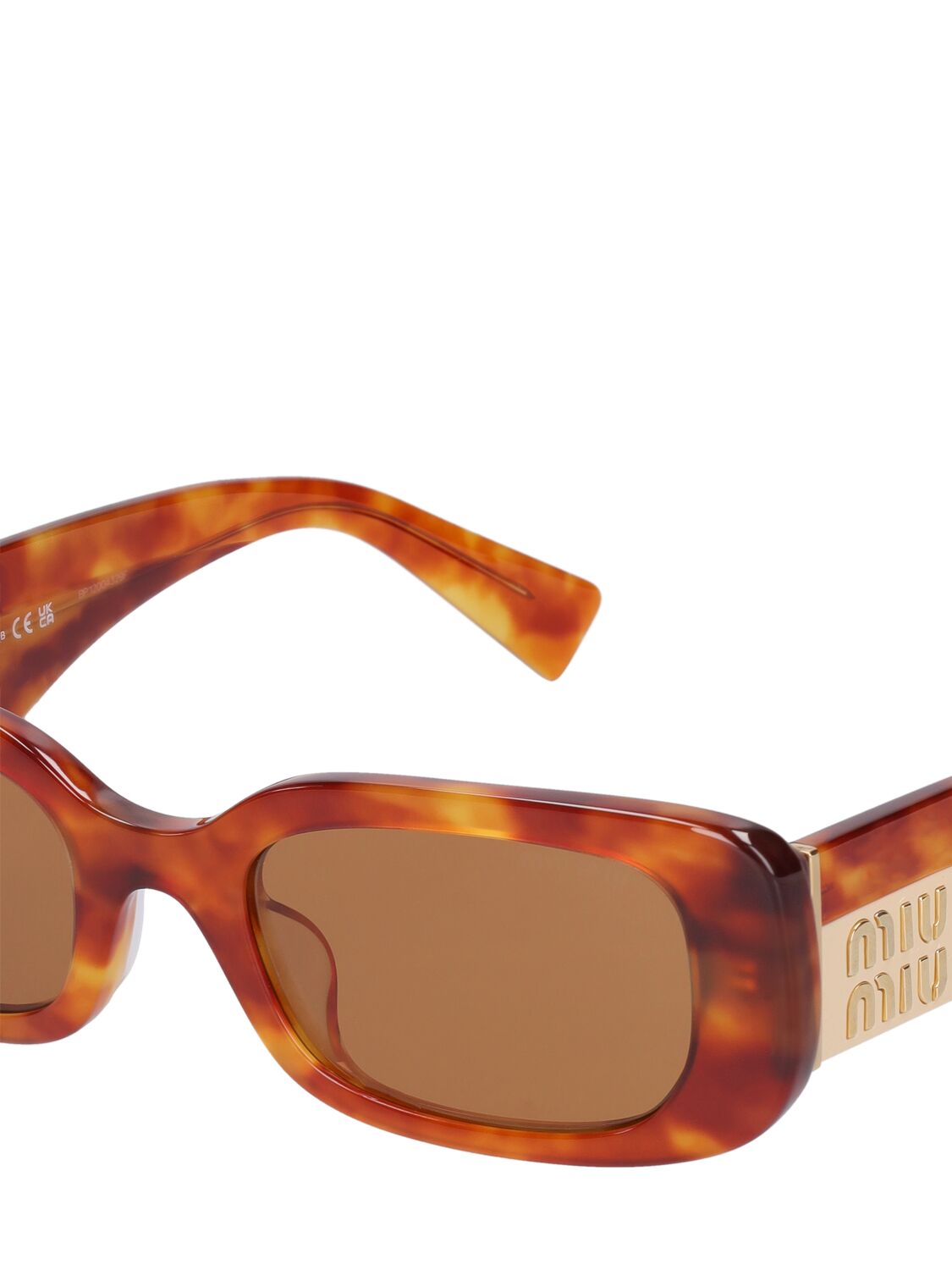 Shop Miu Miu Squared Acetate Sunglasses In Havana,brown