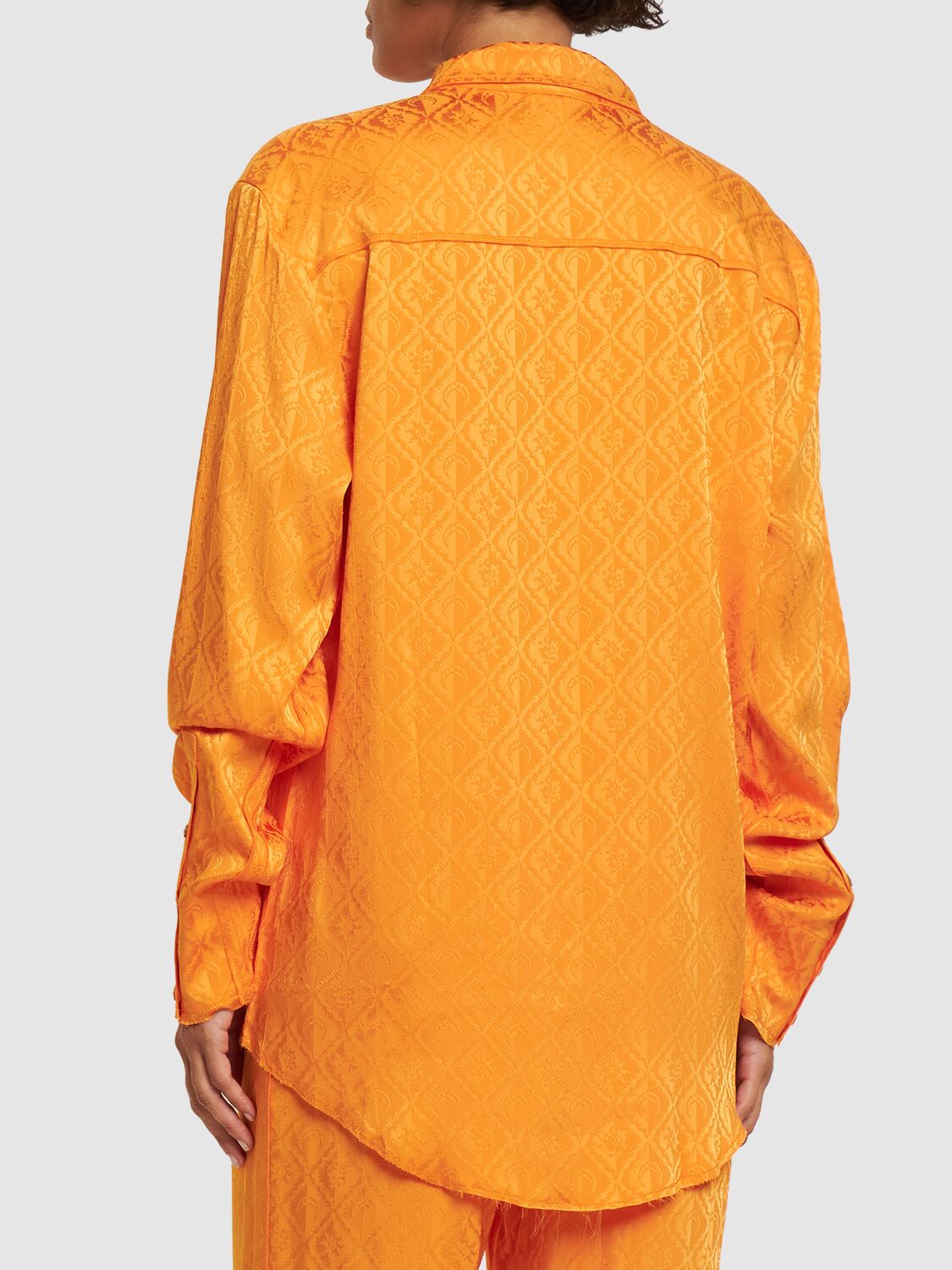 Shop Marine Serre Moon Diamant Jacquard Satin Shirt In Orange