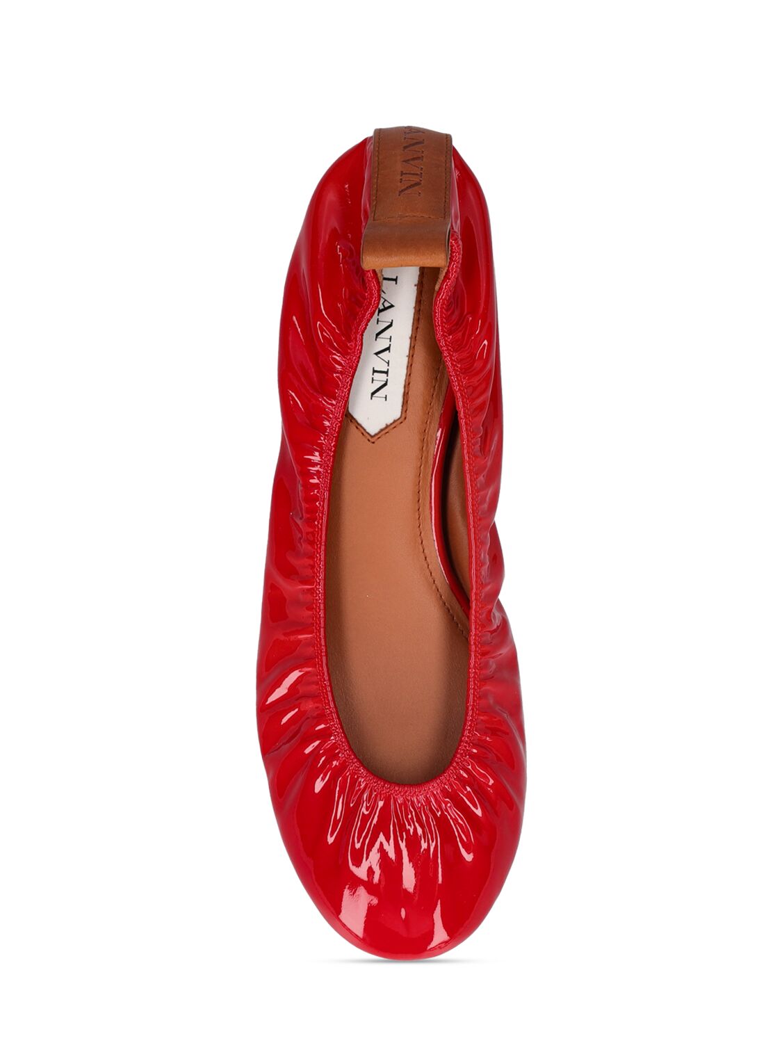 Shop Lanvin Patent Leather Ballerina Flats In Red