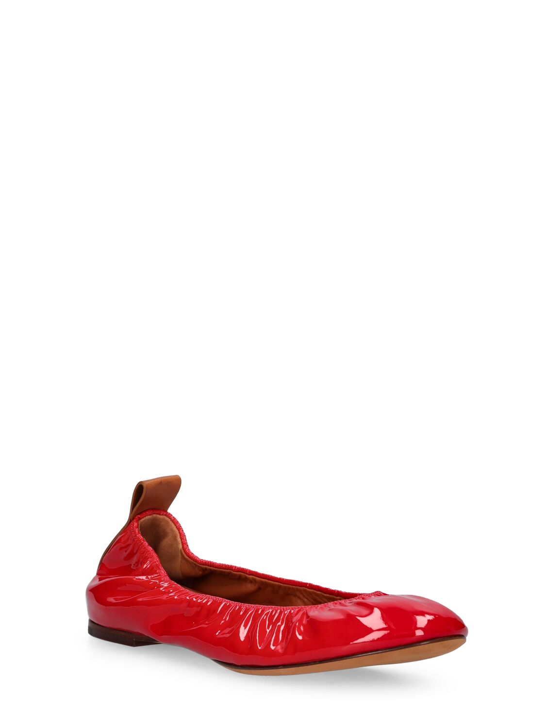 Shop Lanvin Patent Leather Ballerina Flats In Red