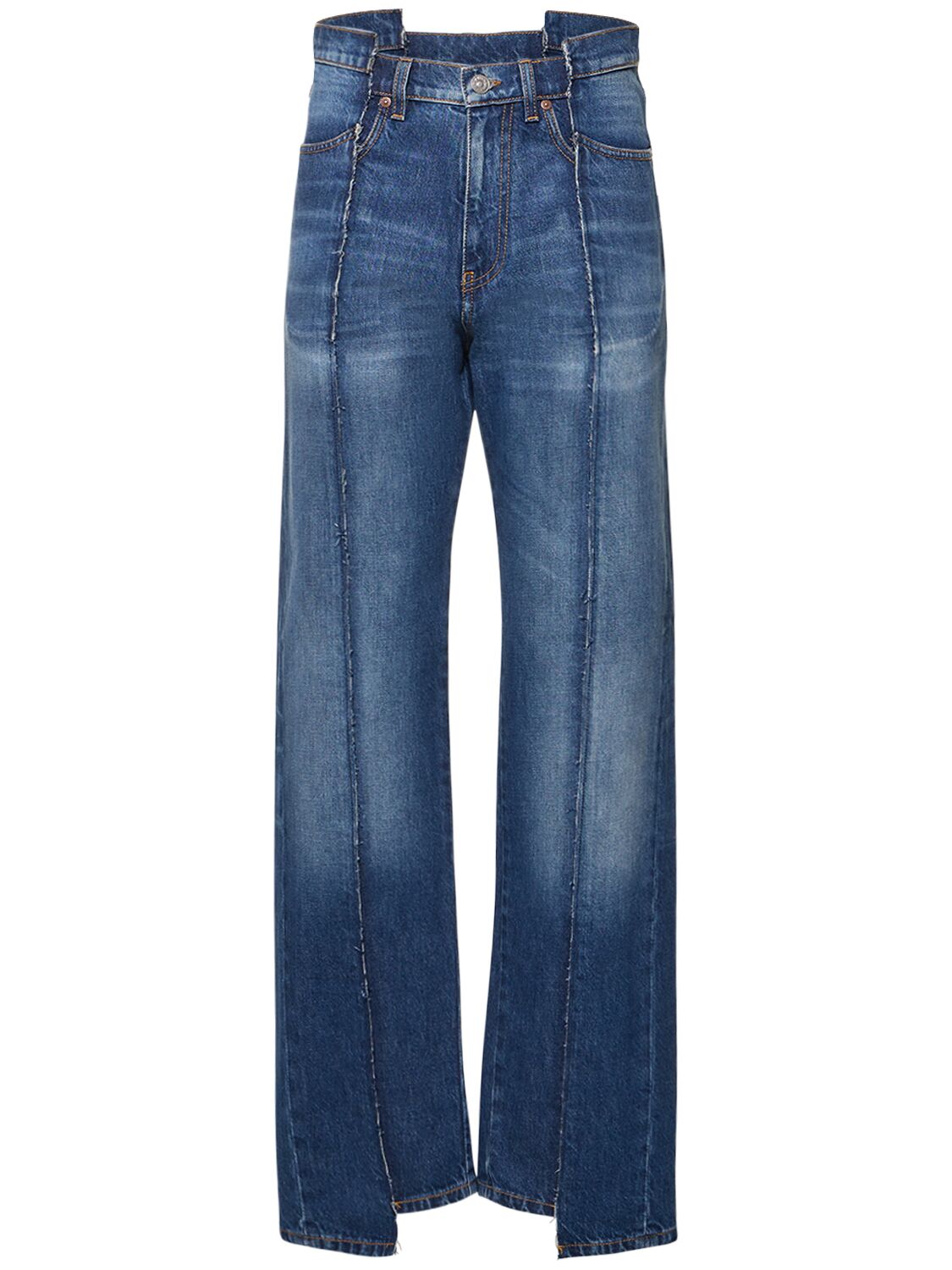 Victoria Beckham Paneled High-rise Straight-leg Jeans In Blue