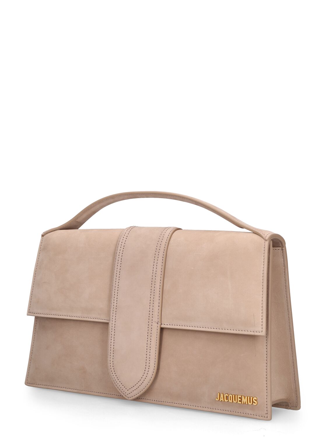 Shop Jacquemus Le Bambinou Leather Top Handle Bag In Dark Beige