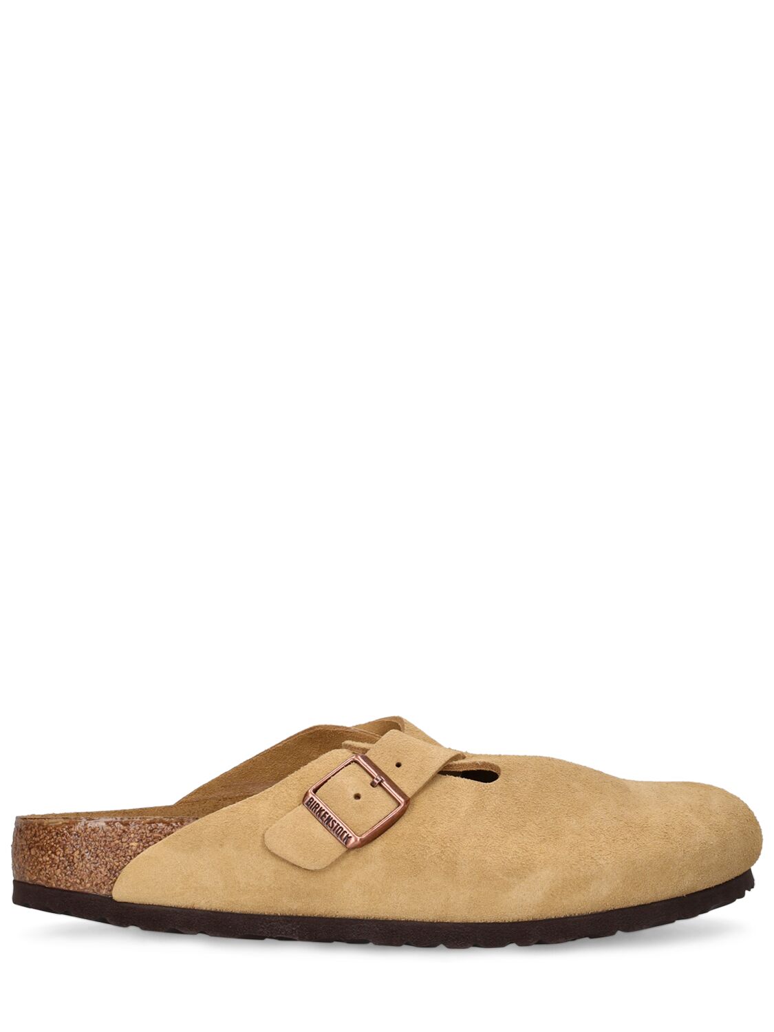 Birkenstock Boston Soft Suede Mules In Latte Cream