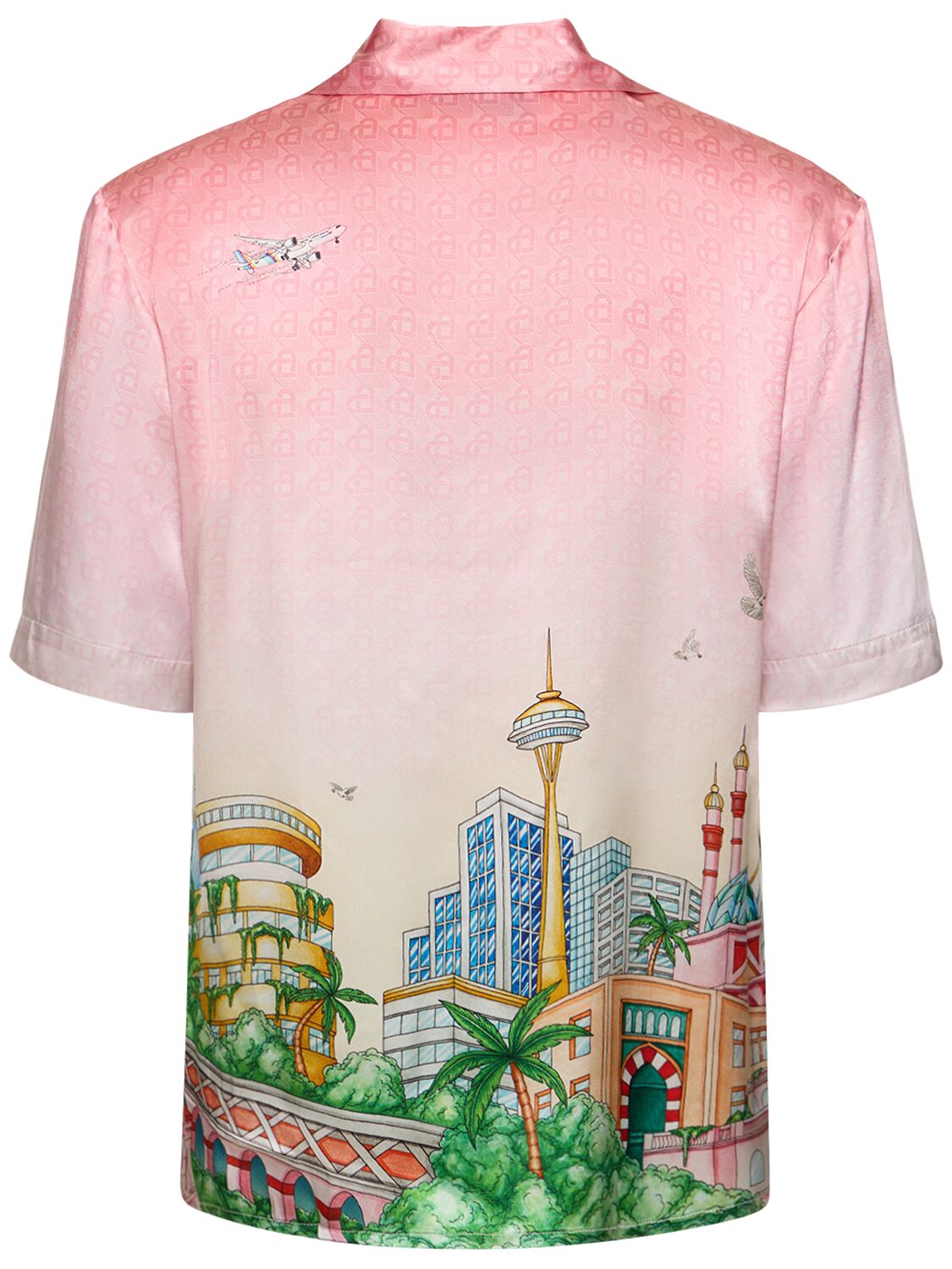 Shop Casablanca Morning City View Silk Twill Shirt In Pink
