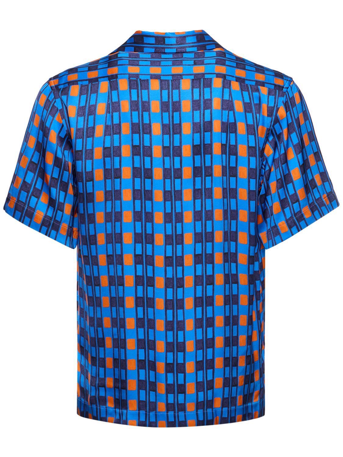 Shop Wales Bonner Highlife Printed Viscose Bowling Shirt In Blue,orange