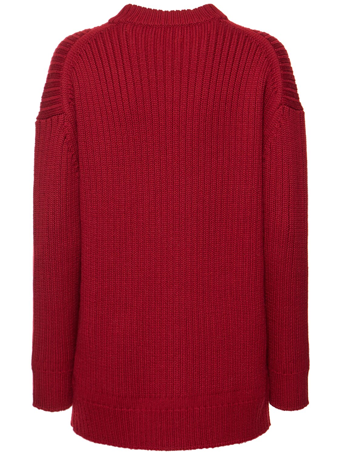 Shop Emilia Wickstead Wool Knit V Neck Sweater In Red