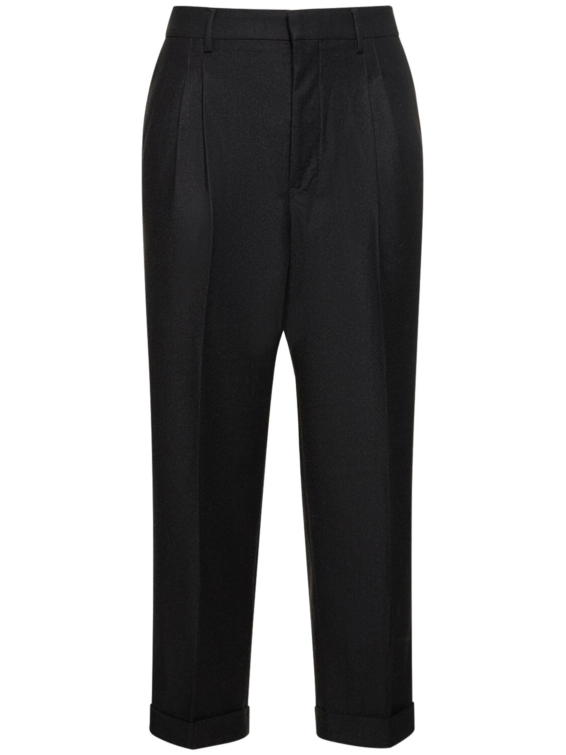 Ami Alexandre Mattiussi Wool Cropped Trousers In Grey