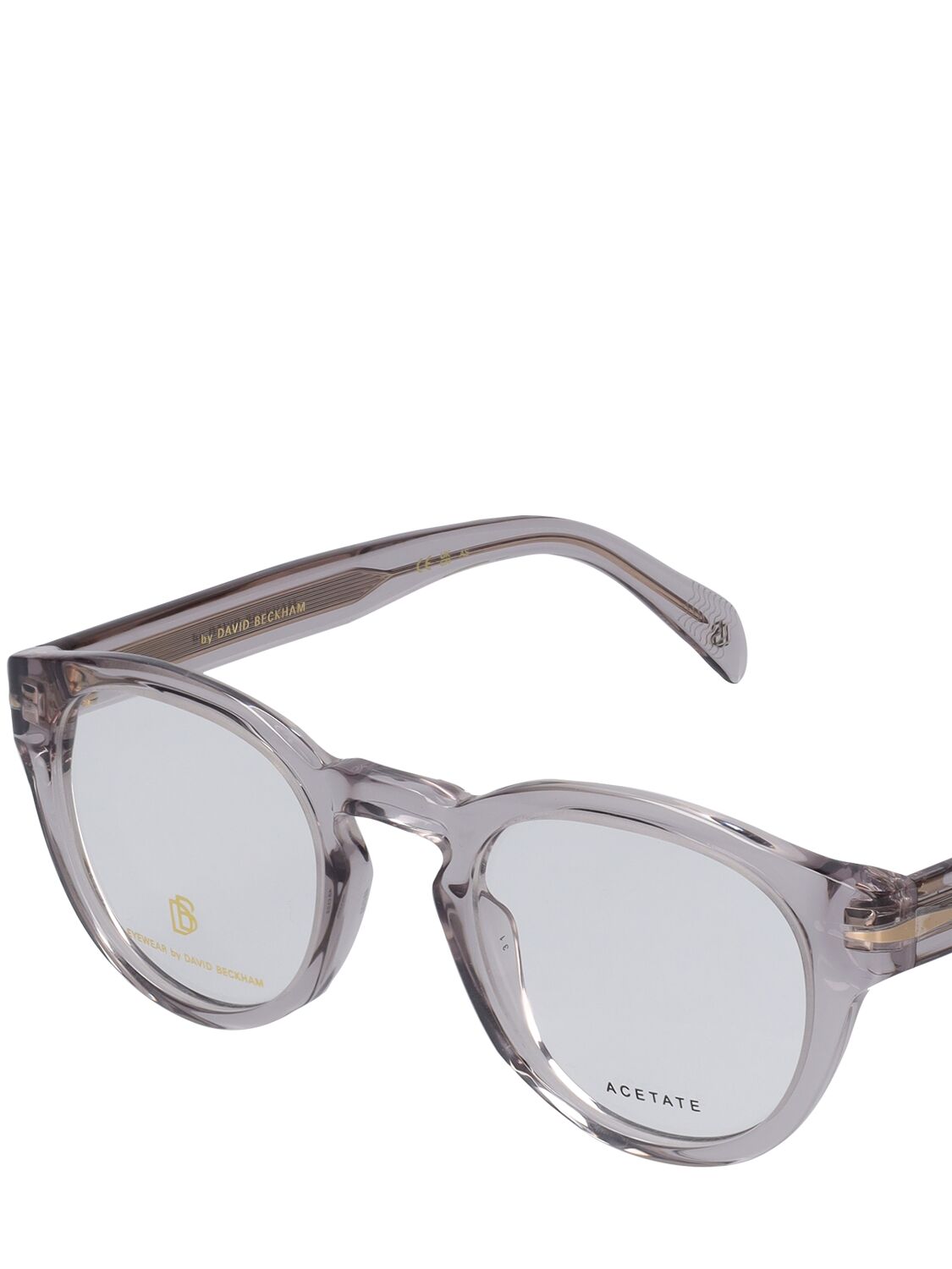 Shop Db Eyewear By David Beckham Db Round Acetate Eyeglasses In Grey,clear