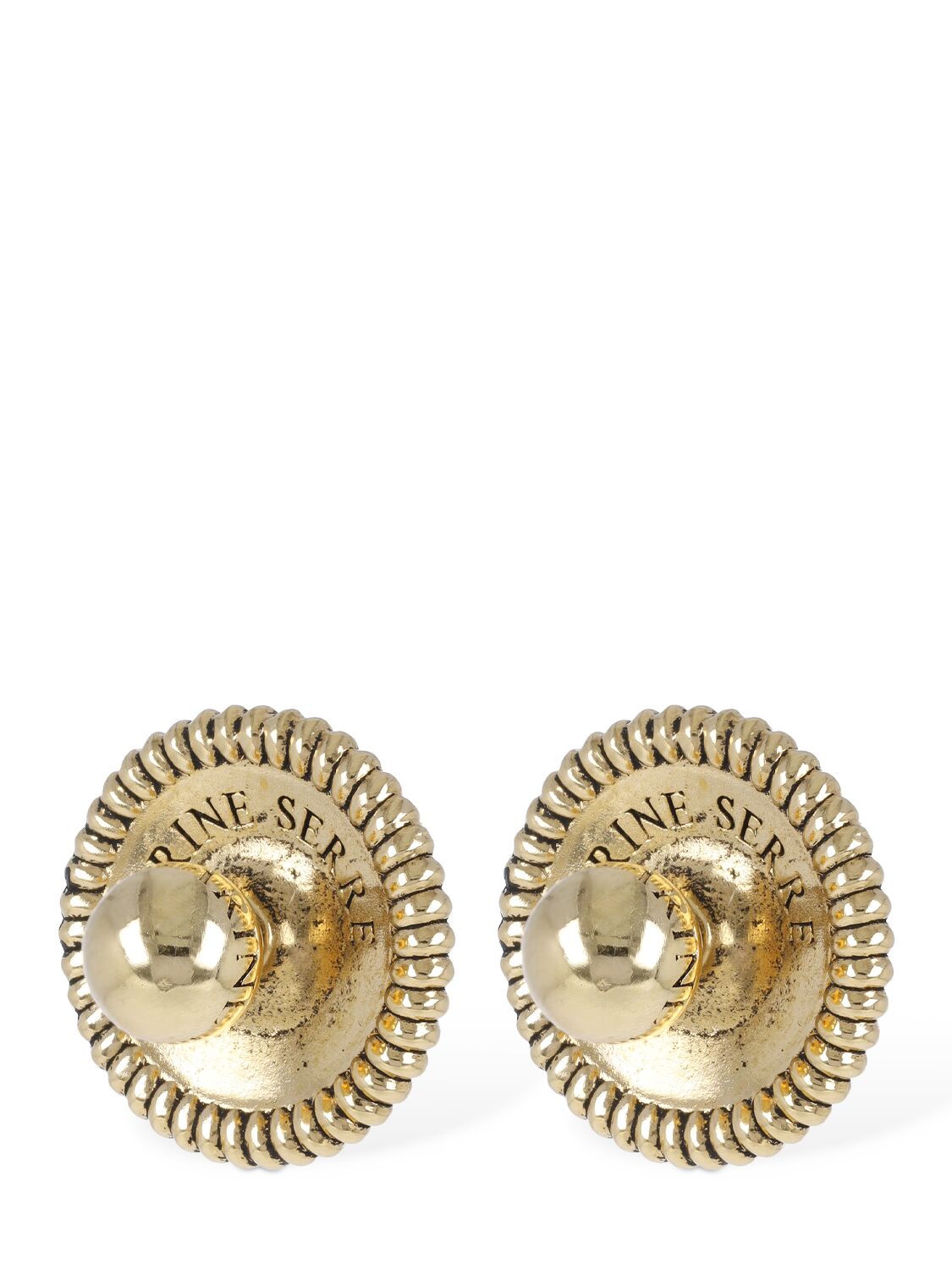 Shop Marine Serre Regenerated Statement Button Earrings In Gold