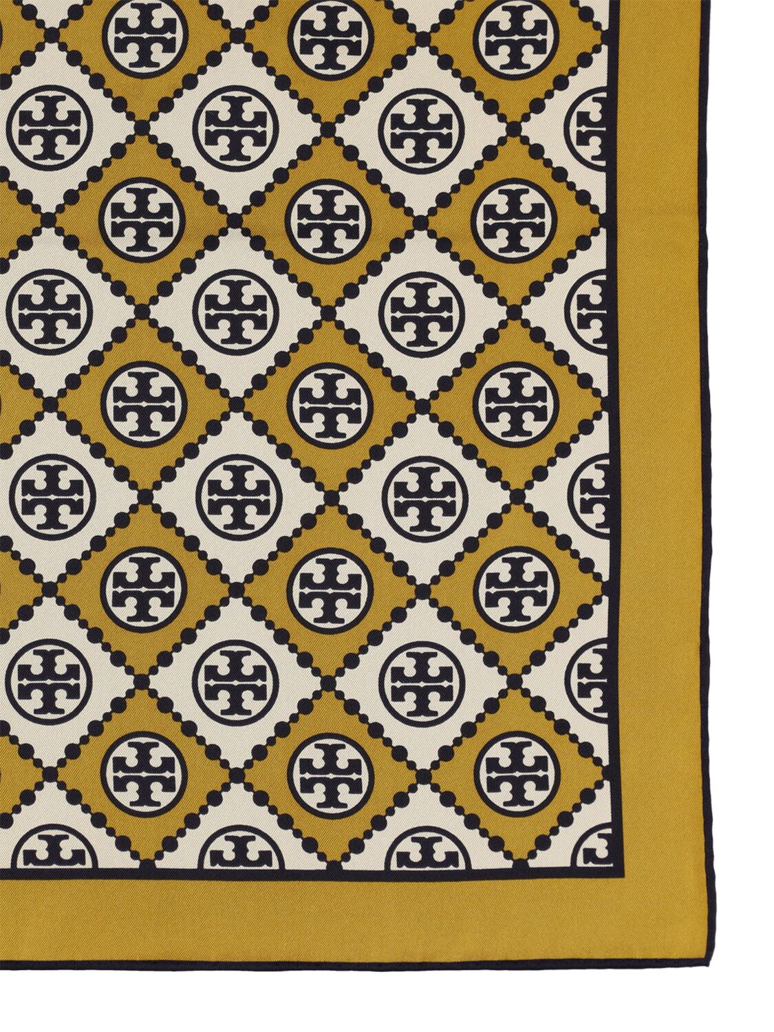 Shop Tory Burch Monogram Printed Silk Scarf In Checkered