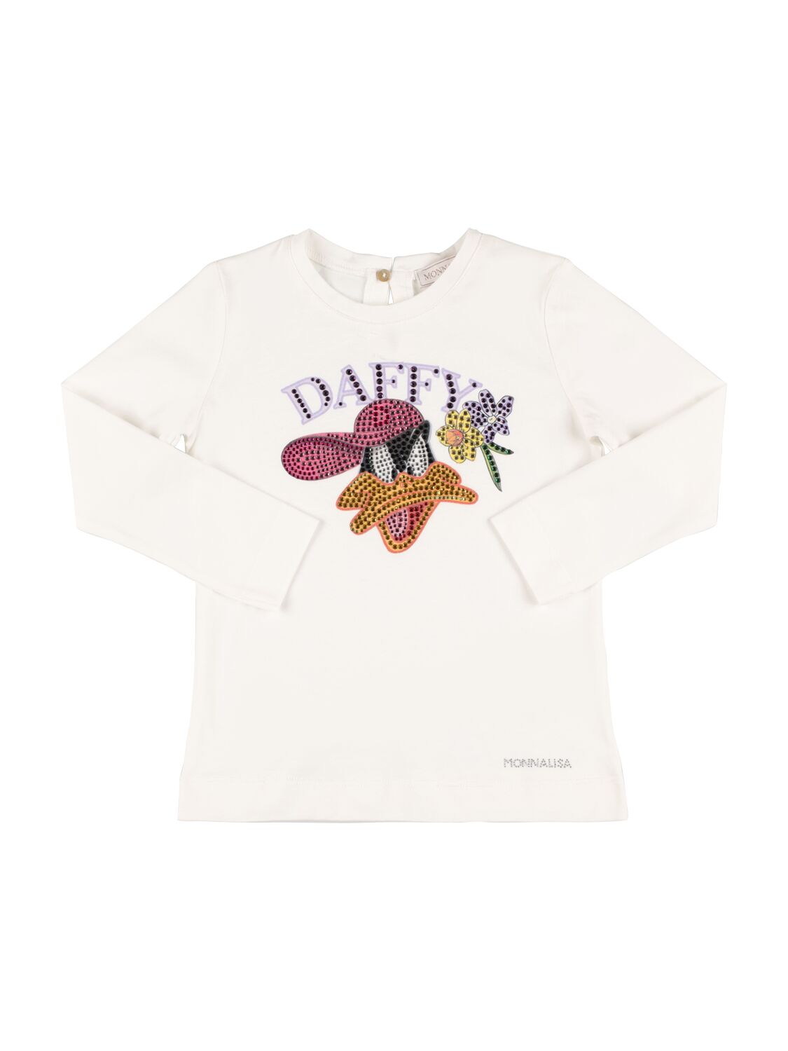 Monnalisa Kids' Duffy Duck Cotton Jersey T-shirt In White