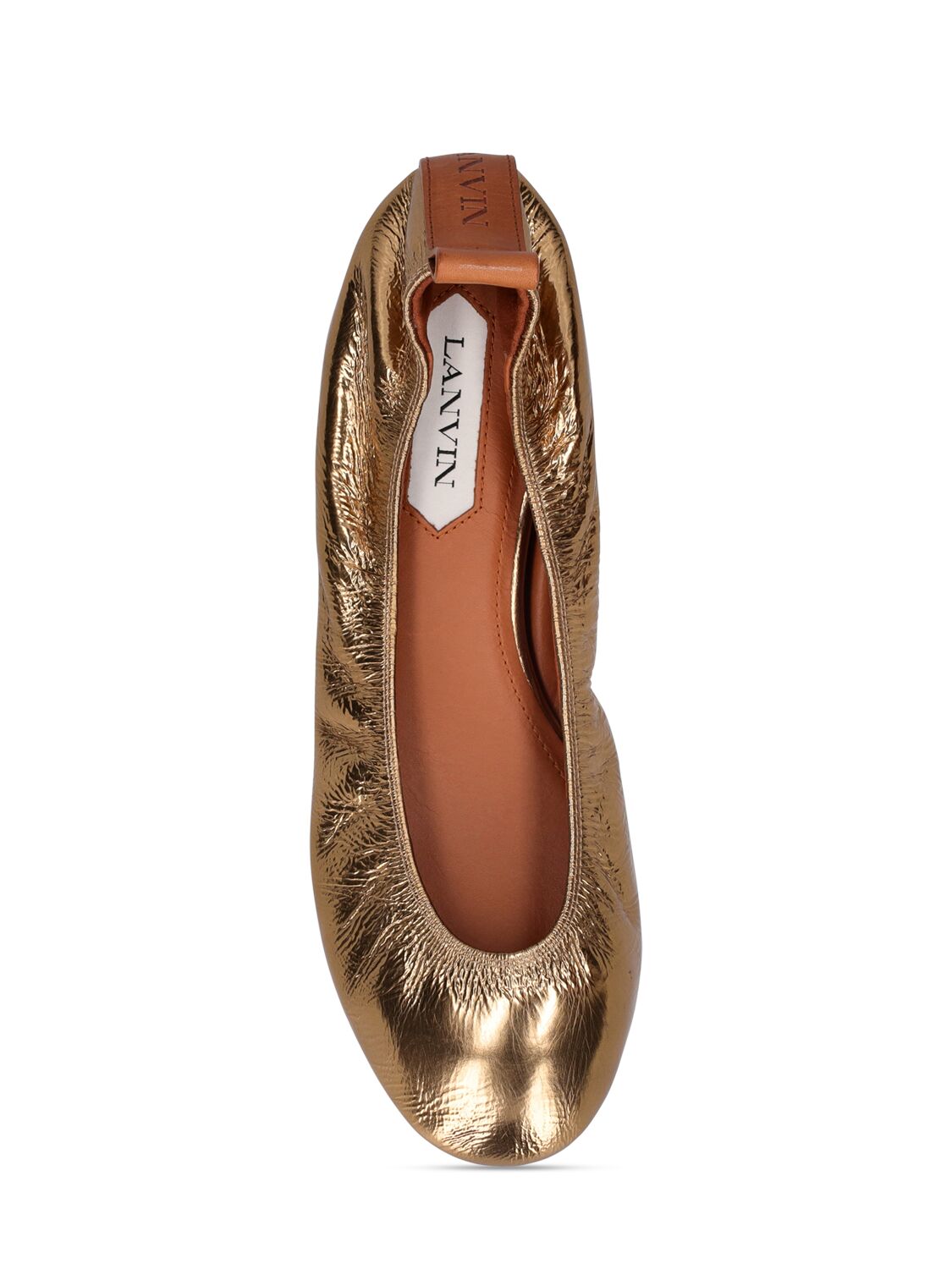 Shop Lanvin Laminated Leather Ballerina Flats In Gold