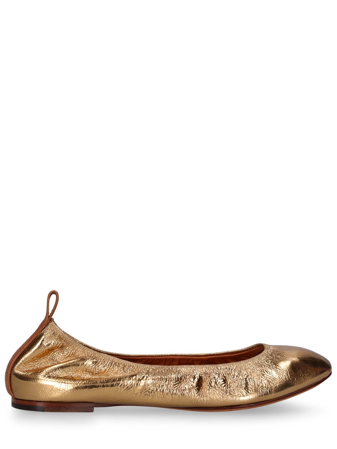 Lanvin Laminated Leather Ballerina Flats In Gold