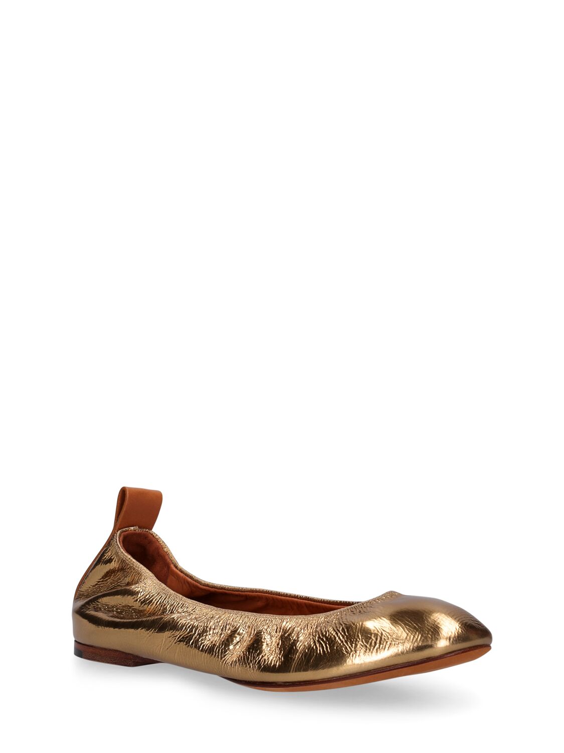 Shop Lanvin Laminated Leather Ballerina Flats In Gold