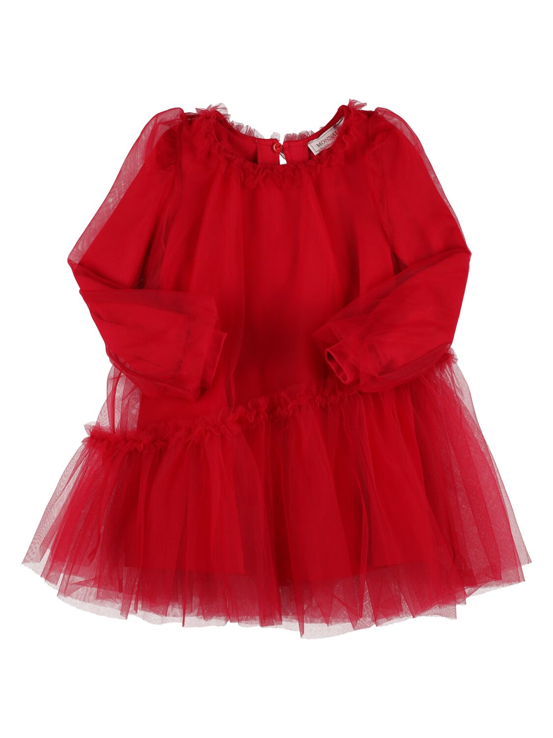 Monnalisa Kids' Asymmetrical Tulle Dress In Red