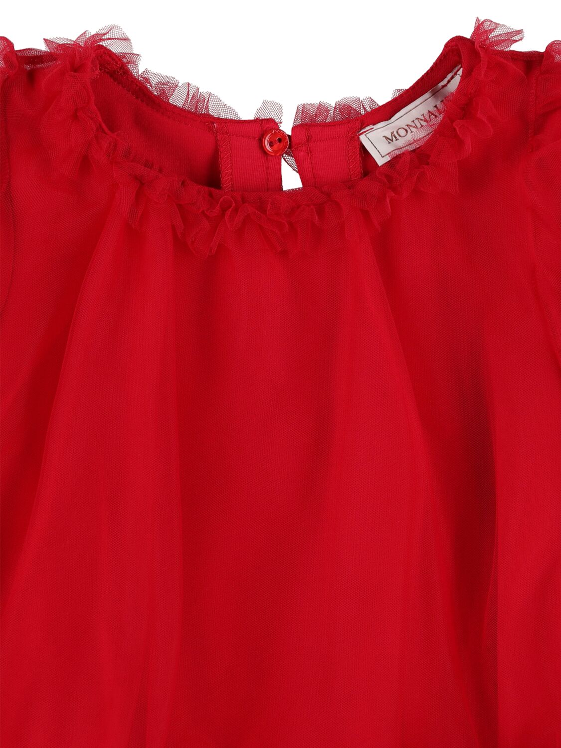 Shop Monnalisa Asymmetrical Tulle Dress In Red