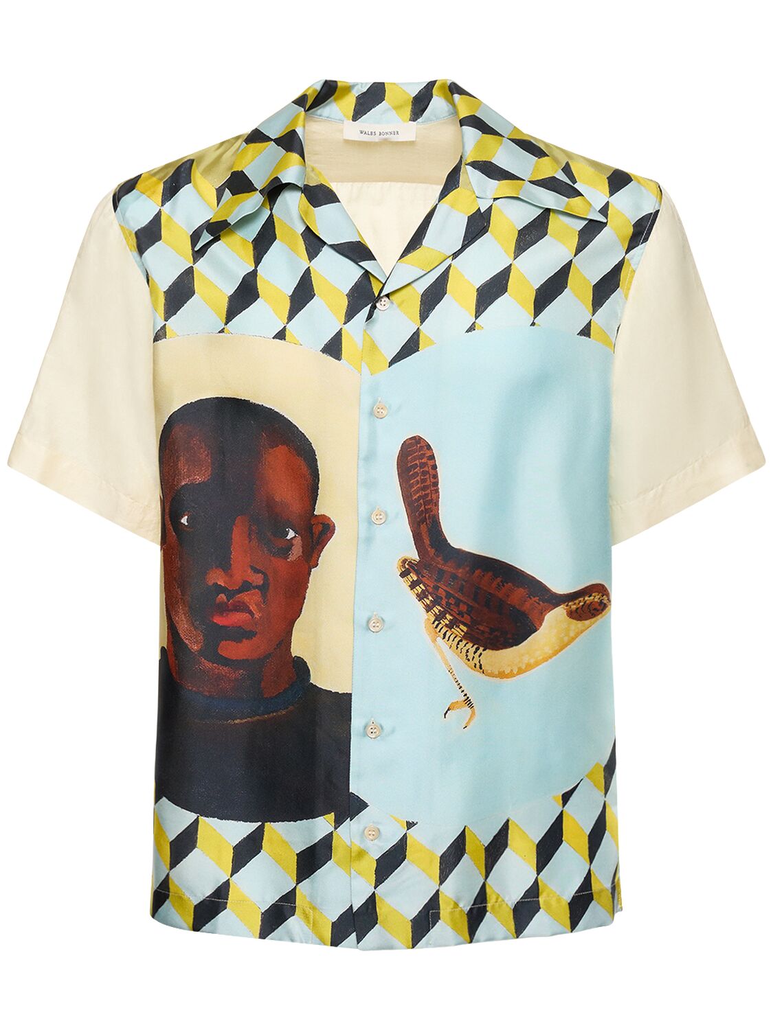 Birdsong Printed Silk Bowling Shirt – MEN > CLOTHING > SHIRTS