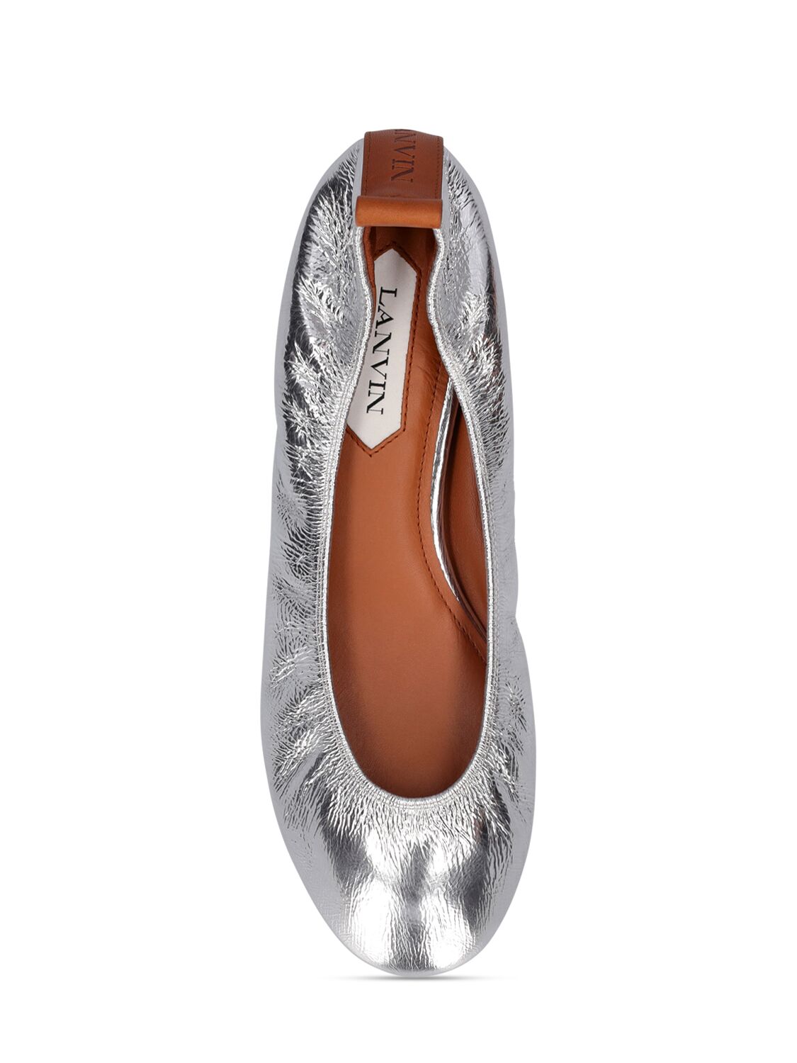 Shop Lanvin Laminated Leather Ballerina Flats In Silver