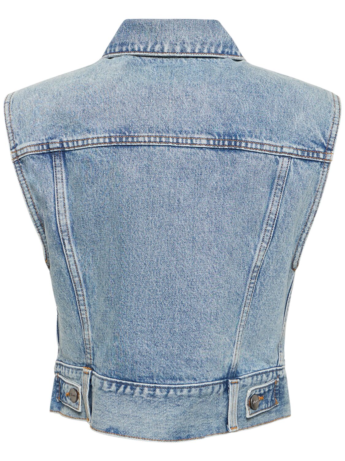 Shop Khaite Lizzo Cotton Denim Vest In Blue