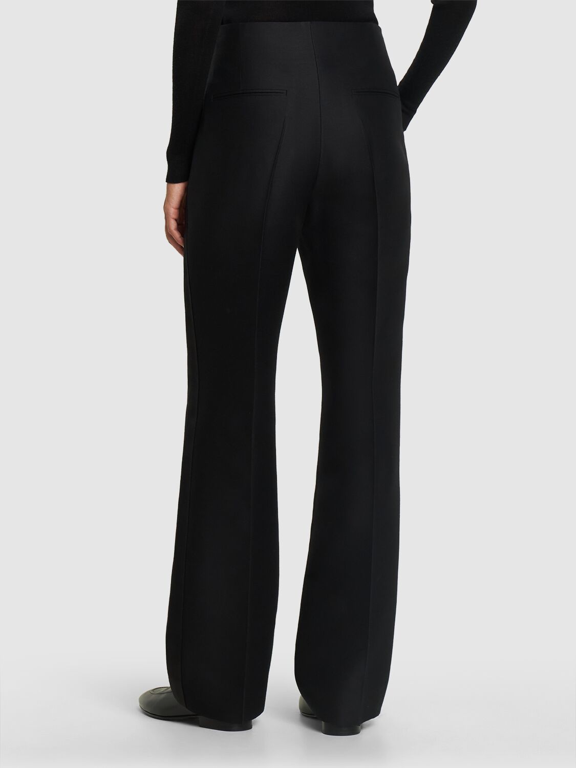 Shop The Row Hector Wool & Silk Straight Pants In Black