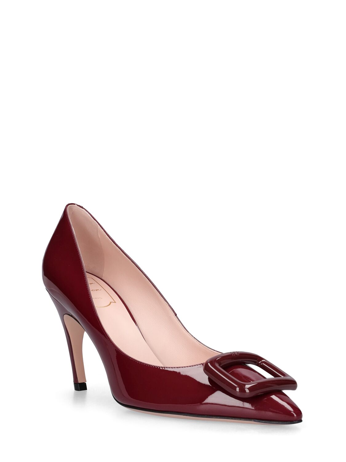Shop Roger Vivier 85mm Choc Patent Leather Pumps In Dark Red