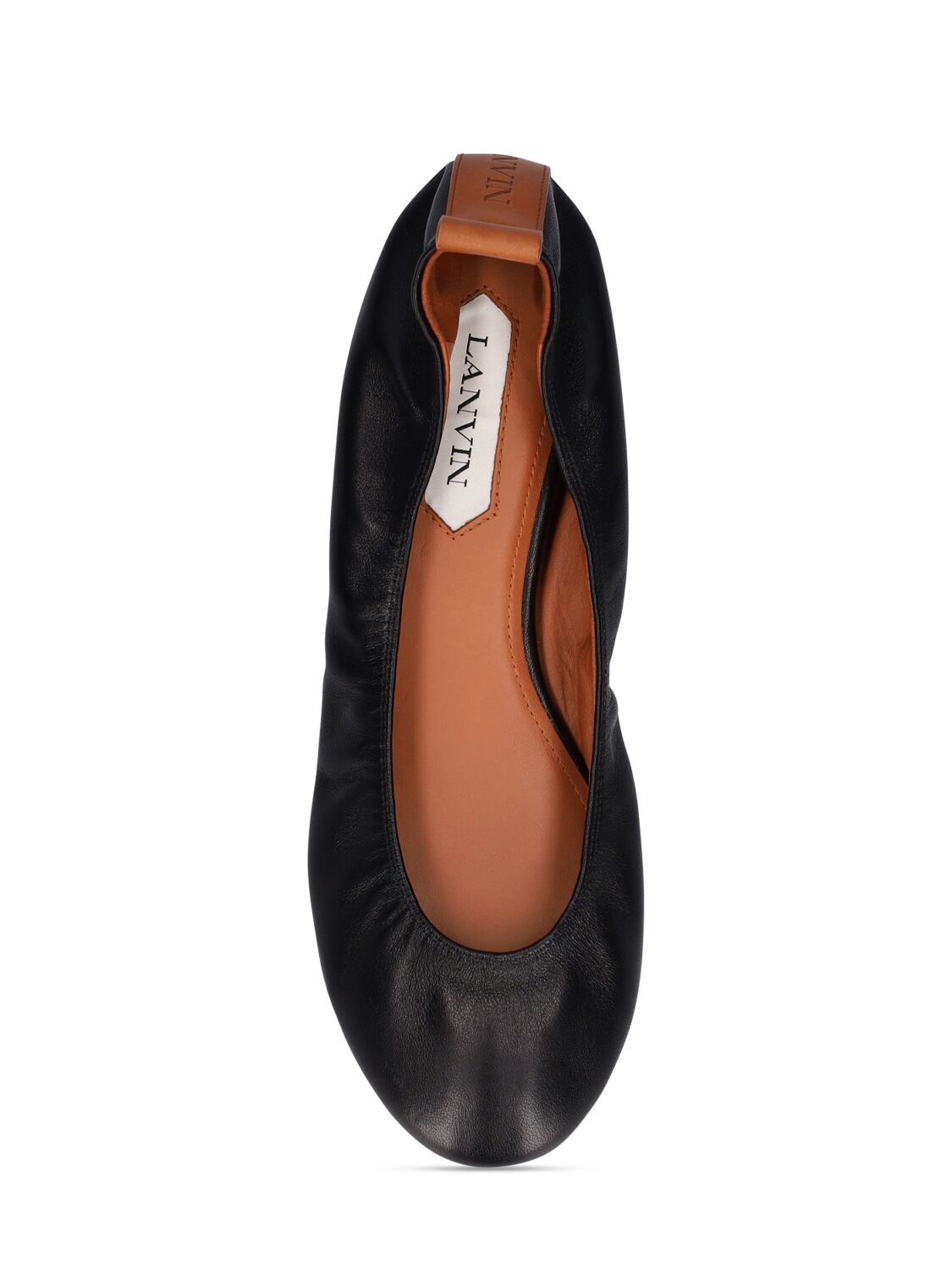 Shop Lanvin 5mm Leather Ballerina Flats In Black