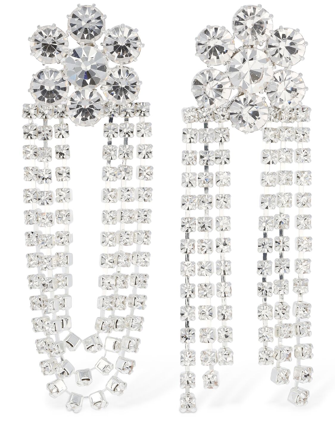 Magda Butrym Mix Match Crystal Flower Dangle Earrings In Silver
