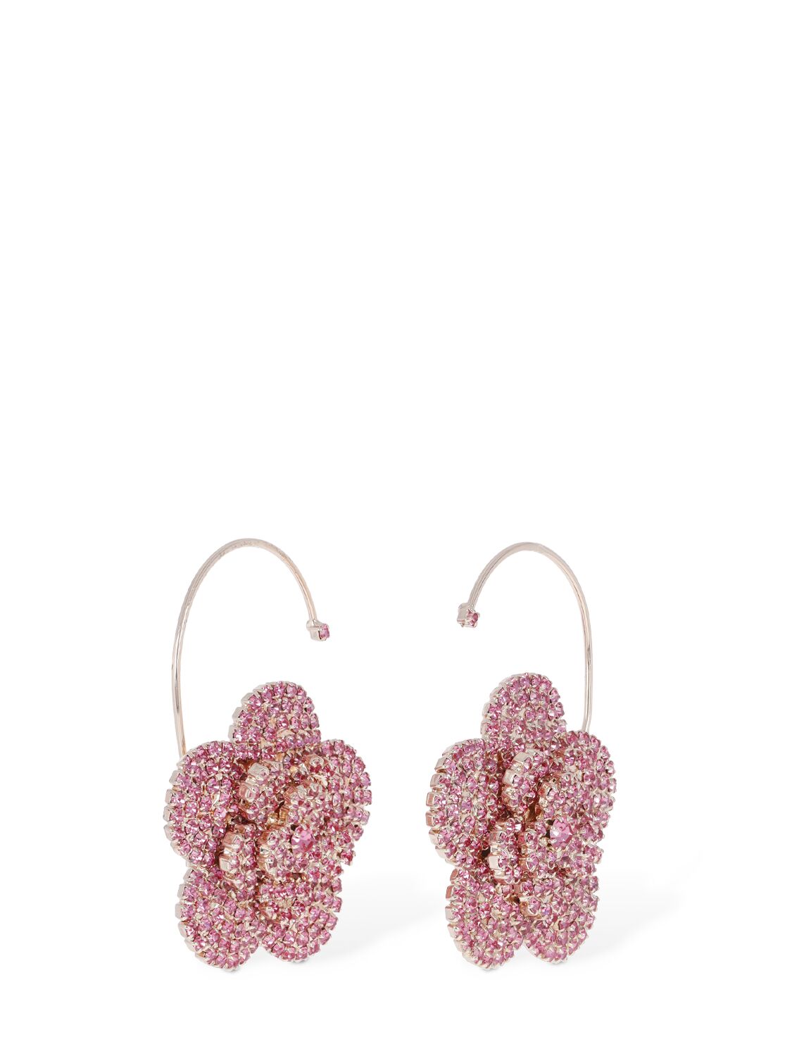 Shop Magda Butrym Pink Crystal Flower Earrings W/ Hook