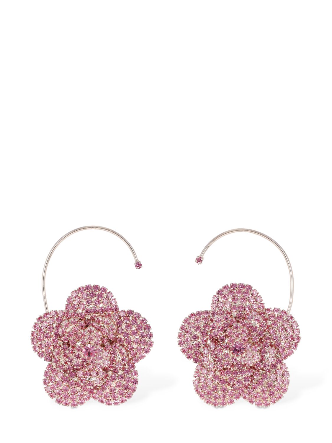 Magda Butrym Pink Crystal Flower Earrings W/ Hook
