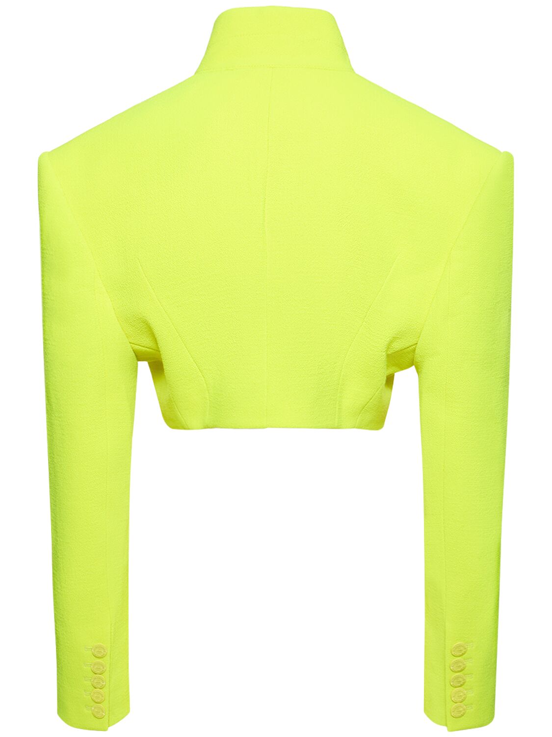 Shop Alexandre Vauthier Cropped Wool Turtleneck Jacket In Neon Yellow