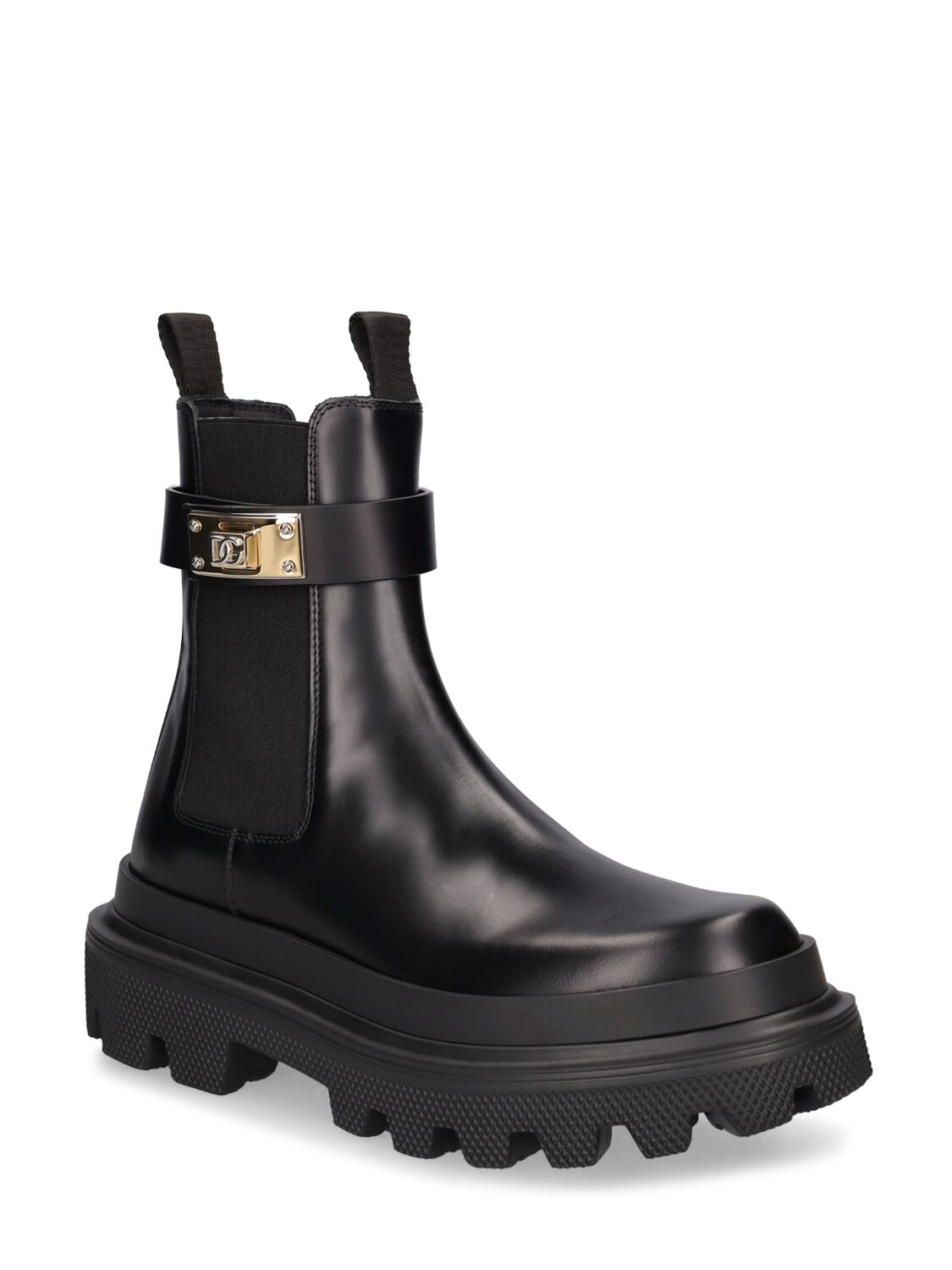 Shop Dolce & Gabbana 50mm Brushed Leather Ankle Boots In Black