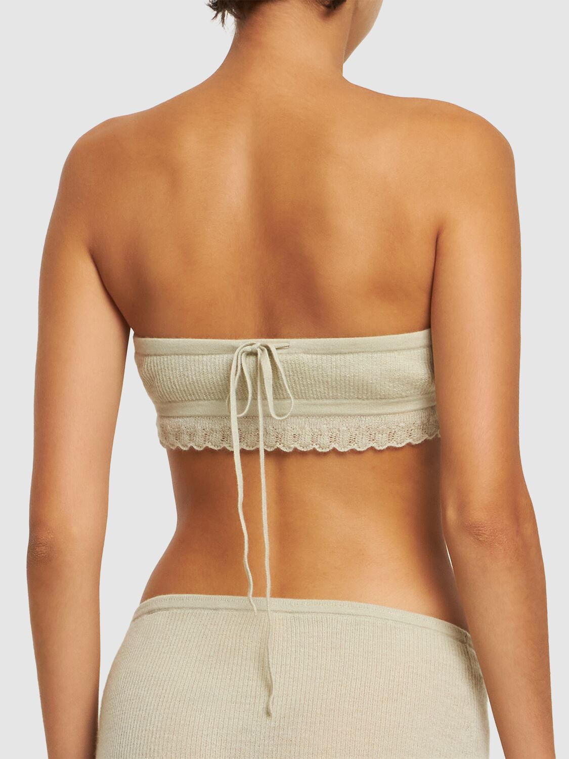 Shop Guest In Residence Lvr Exclusive Cashmere Bandeau Top In Pebble,white