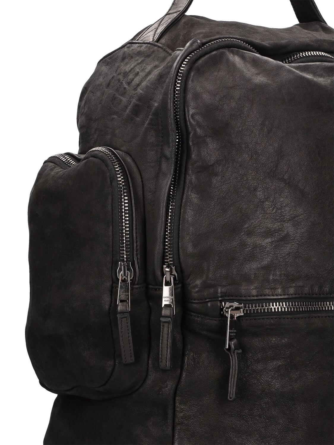 Shop Giorgio Brato Brushed Leather Weekend Backpack In Black