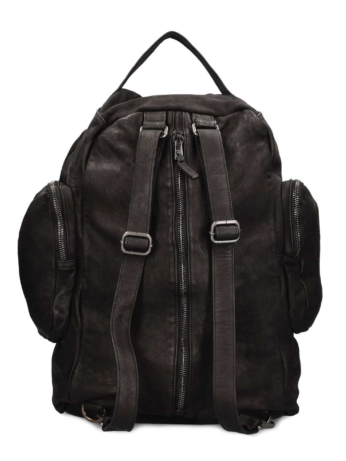 Shop Giorgio Brato Brushed Leather Weekend Backpack In Black