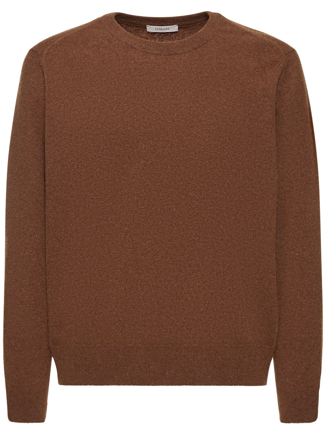 Lemaire Wide Neck Wool Blend Knit Sweater In Brown