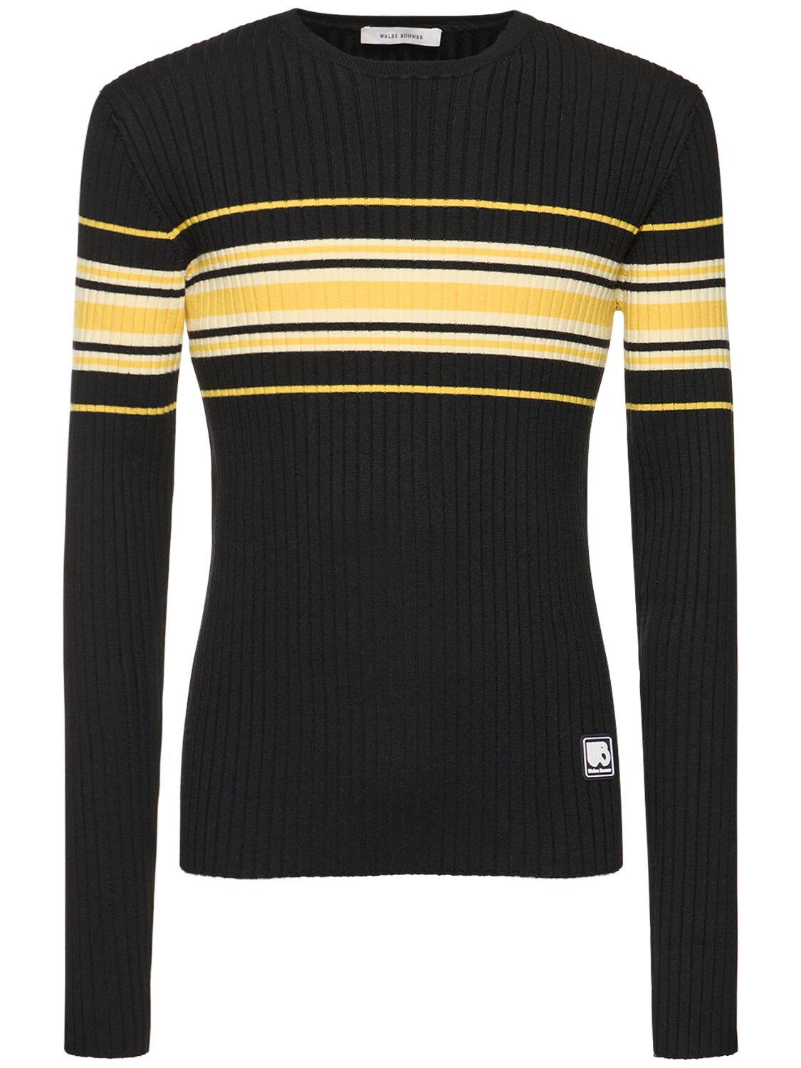 Shop Wales Bonner Show Wool Knit Top W/ Stripes In Black,yellow