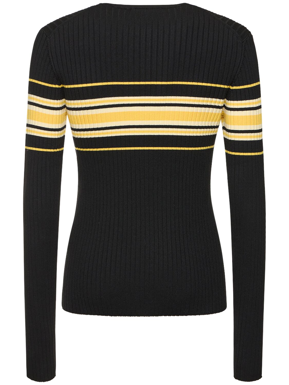 Shop Wales Bonner Show Wool Knit Top W/ Stripes In Black,yellow