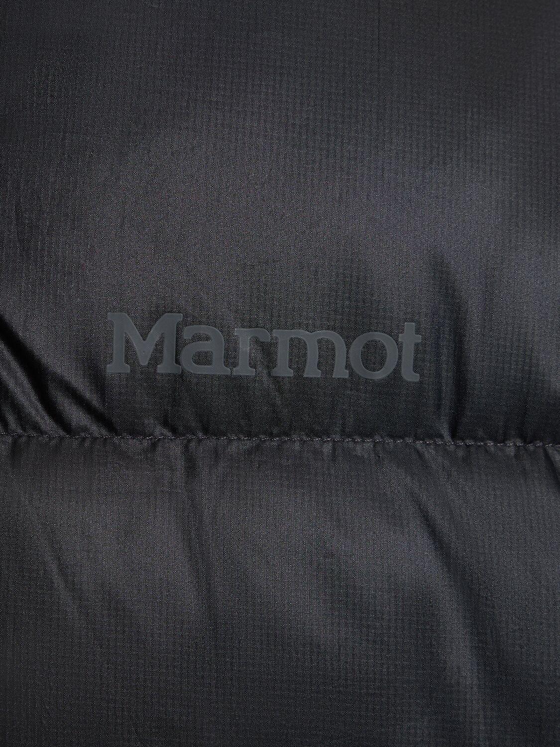 Shop Marmot Guides Nylon Down Hoodie In Black