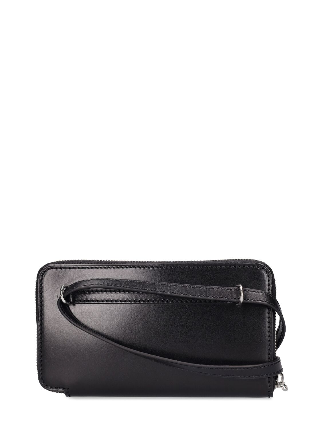 Shop Lemaire Continental Leather Wallet Bag In Black