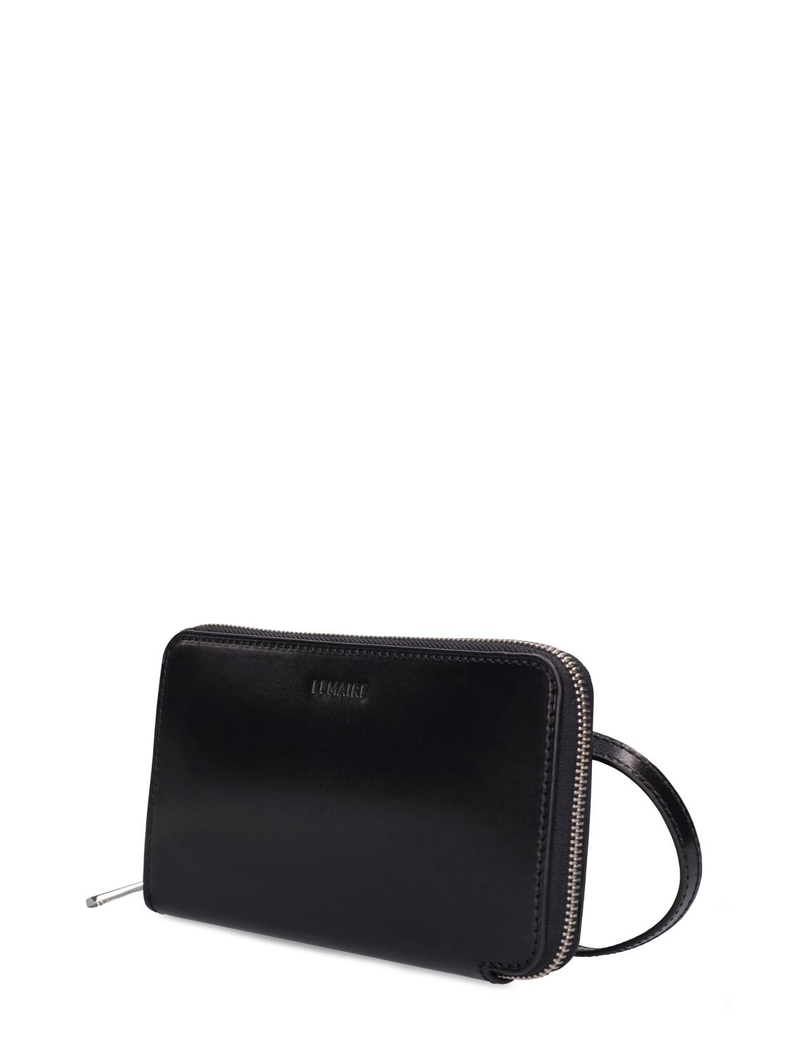 Shop Lemaire Continental Leather Wallet Bag In Black