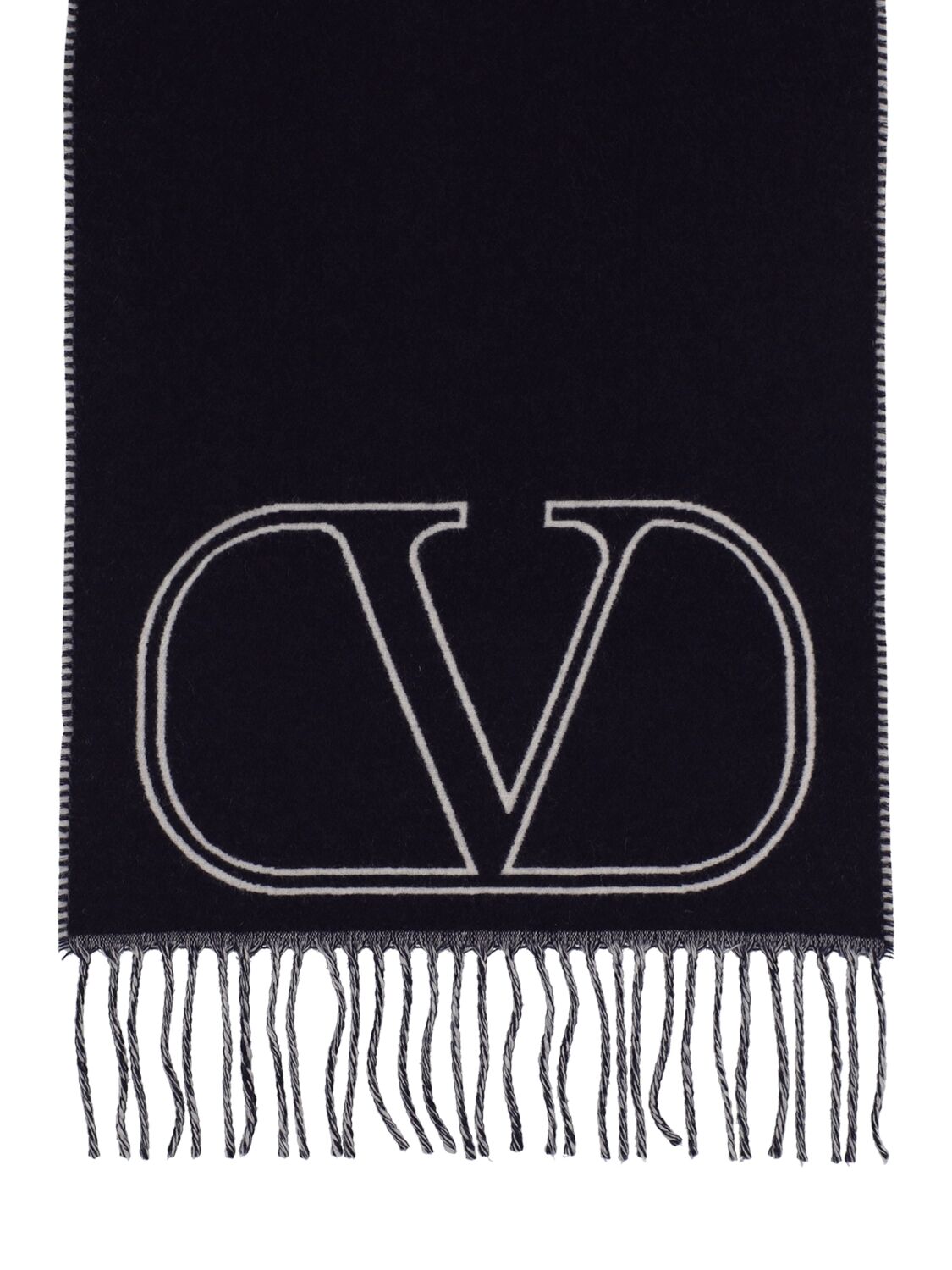 Shop Valentino Vlogo Signature Cashmere Scarf In Navy