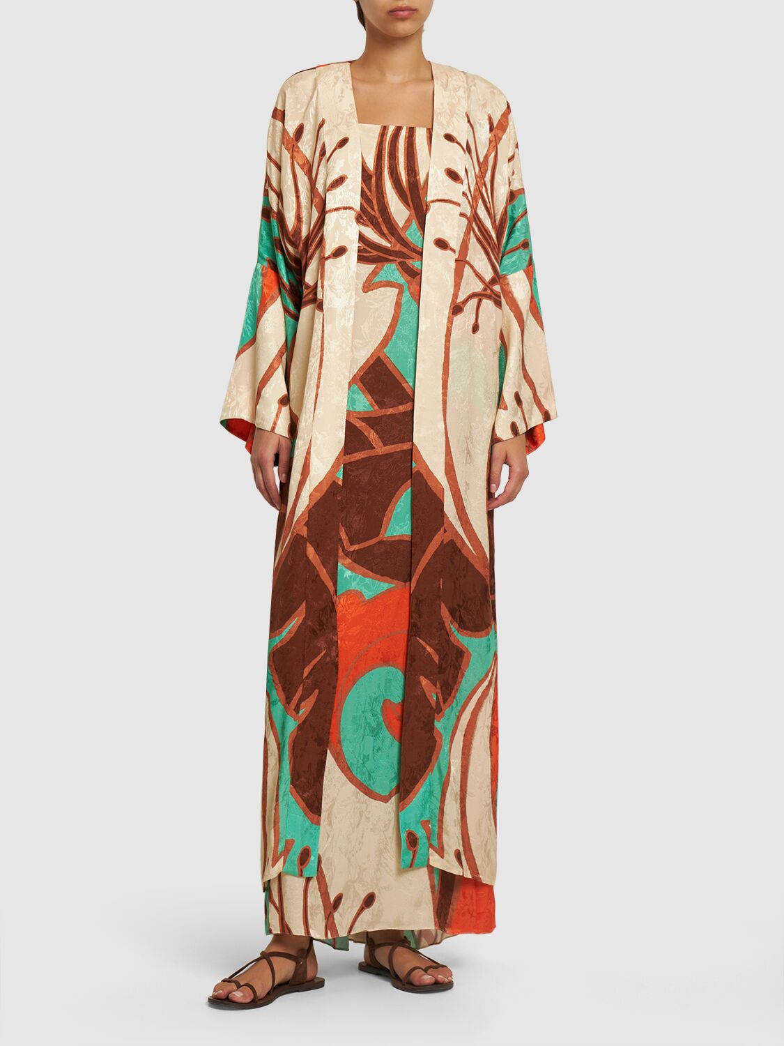 Tropical Pea Jacquard Kimono Dress