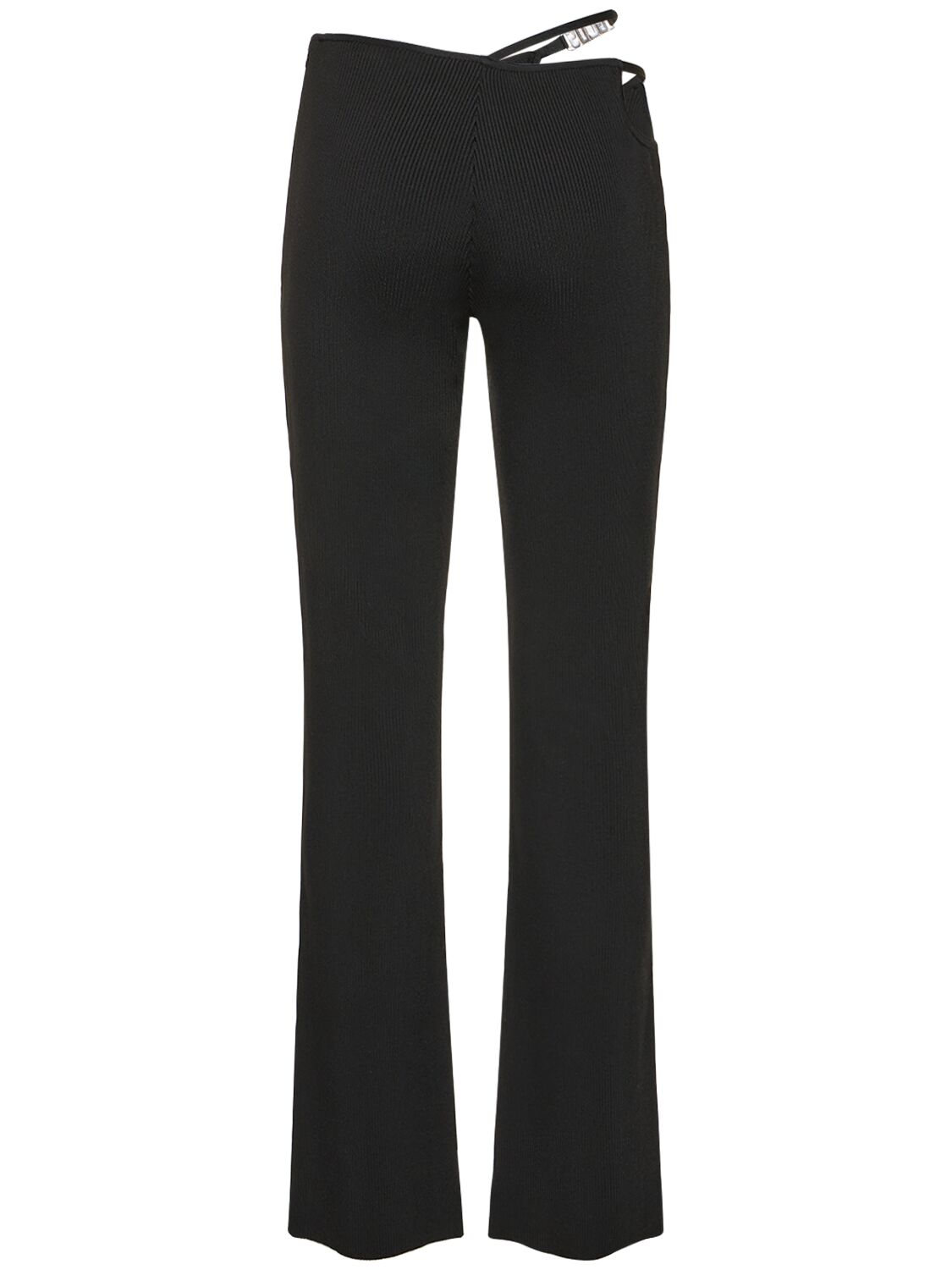 Shop Gcds Bling Cutout Viscose Blend Pants In Black