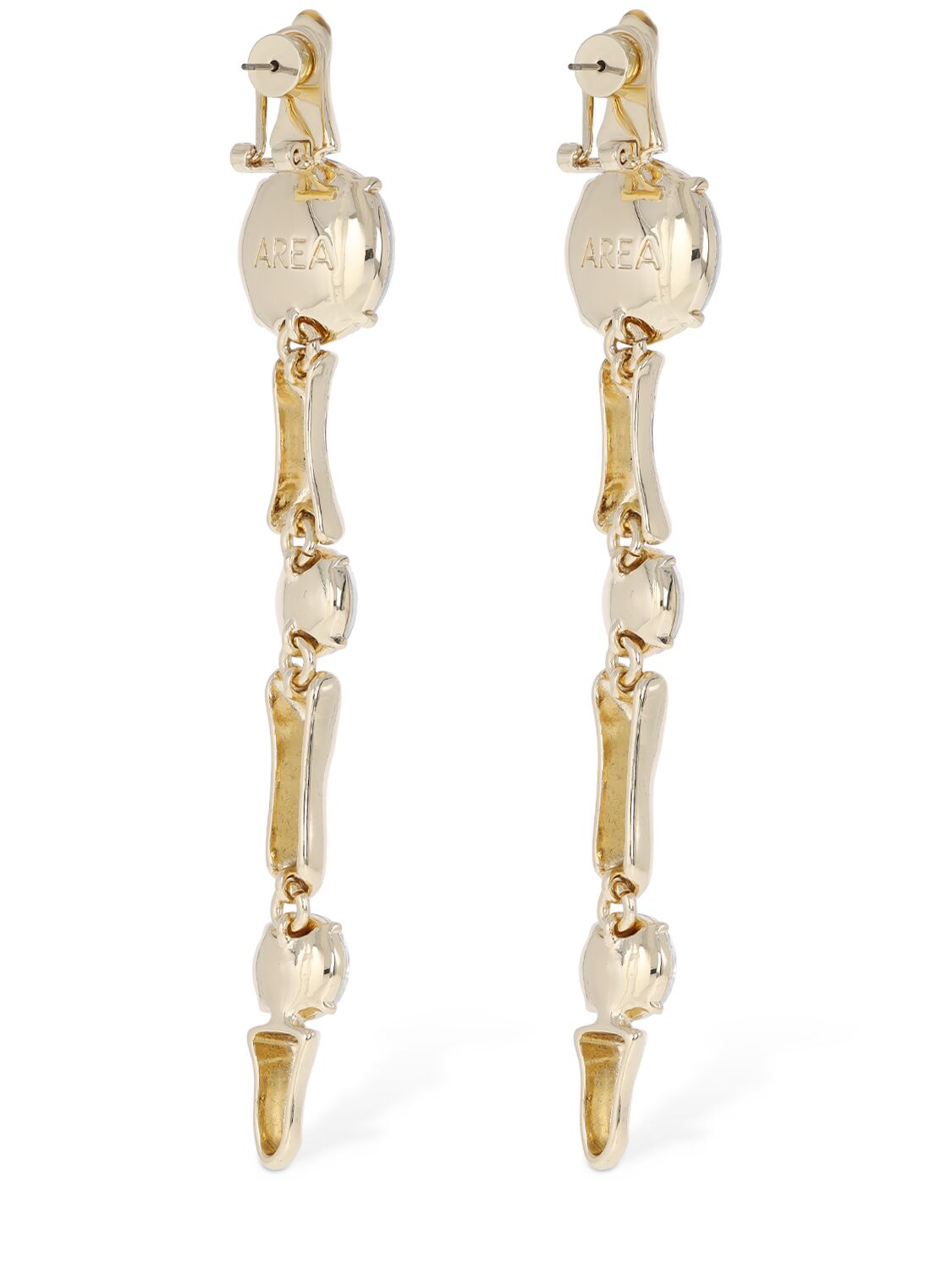 Shop Area Bone Long Drop Clip-on Earrings In Gold,crystal