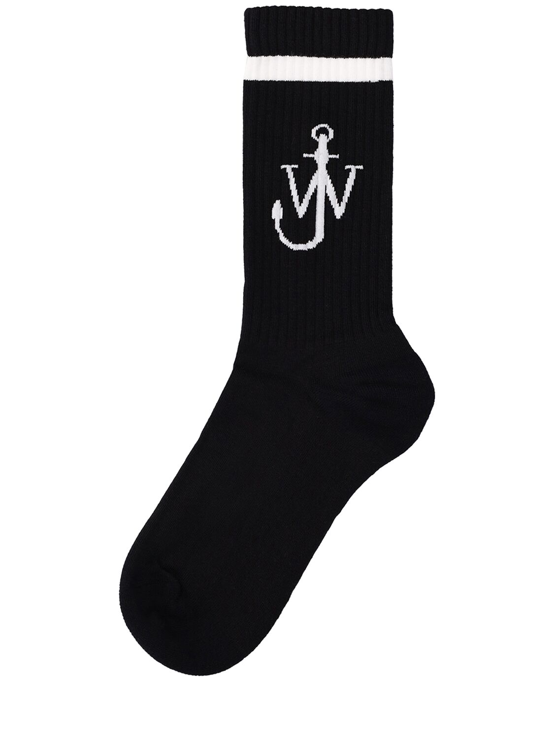 Jw Anderson Logo Cotton Blend Socks In Black