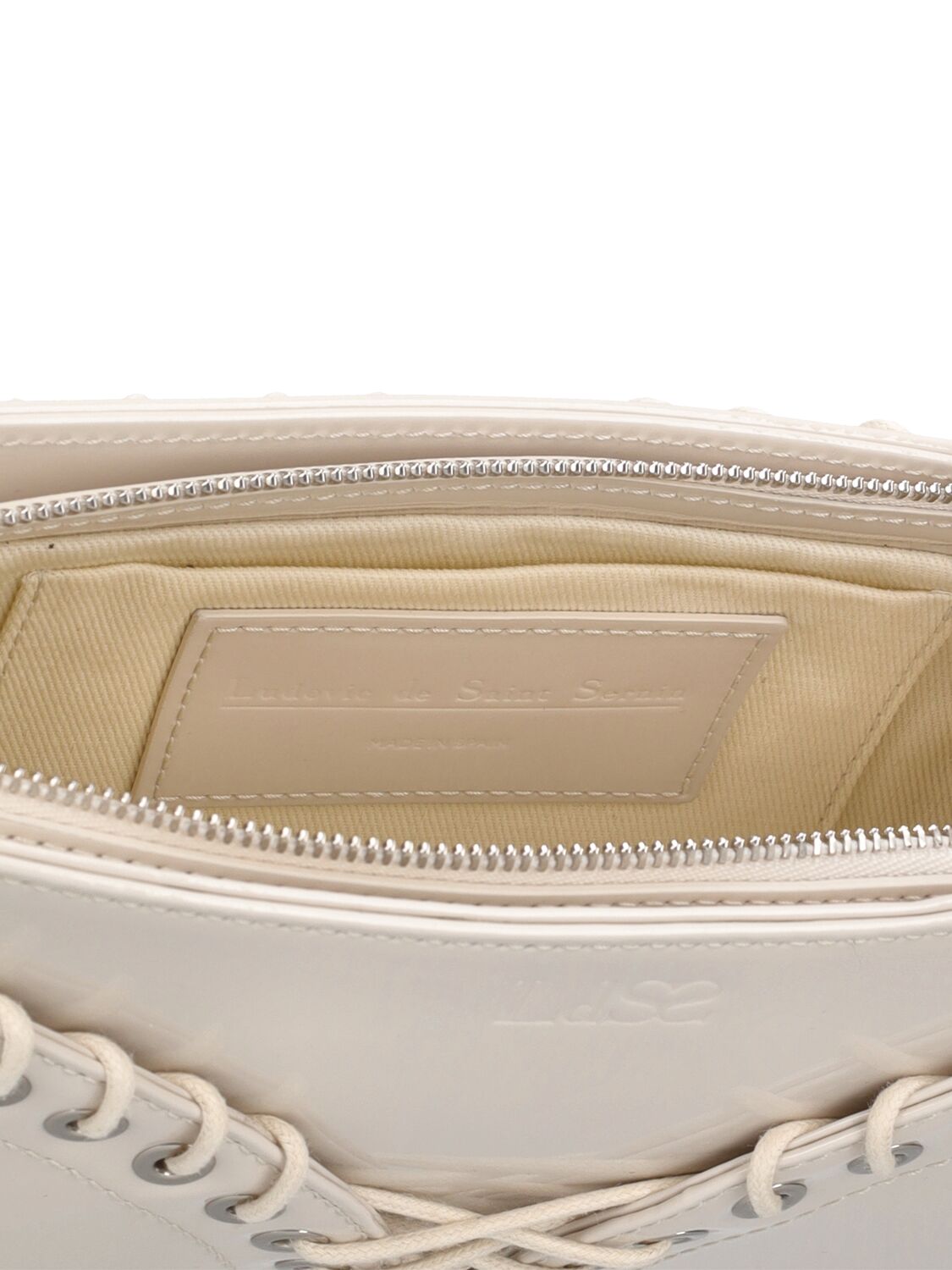 Shop Ludovic De Saint Sernin Cleavage Patent Leather Shoulder Bag In Off White