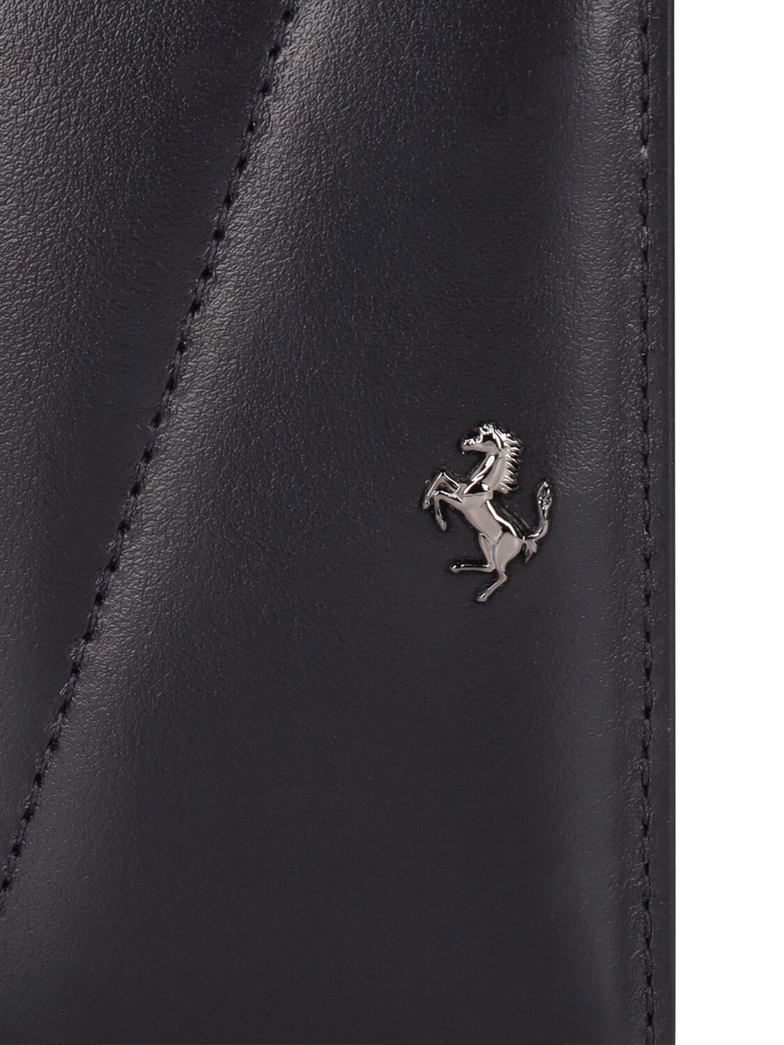 Shop Ferrari Logo Smooth Leather Card Holder In Black
